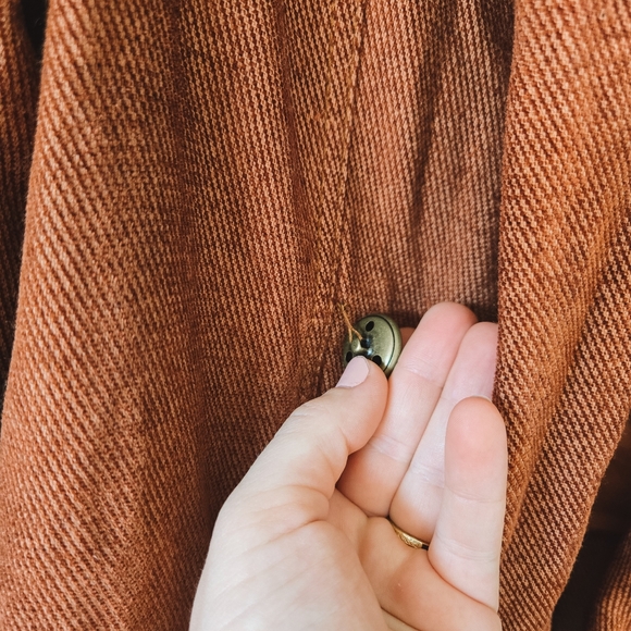 Free People Flared Sleeve Blazer Jacket with Lace, Tobacco Brown Size Medium - Picture 4 of 12